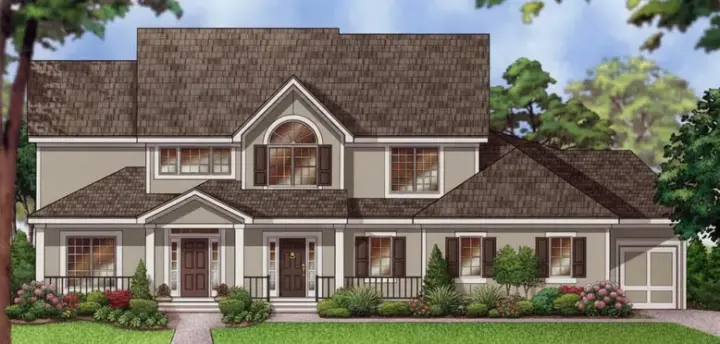 Traditional house plans 21-799 - front exterior, 2,888 sq ft, 4 bed, 3 bath house plans | Monster House Plans