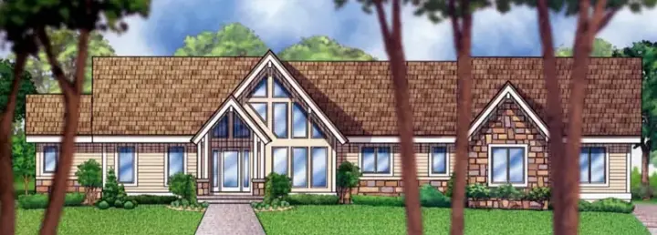 Contemporary house plans 21-834 - front exterior, 3,505 sq ft, 4 bed, 4 bath house plans | Monster House Plans