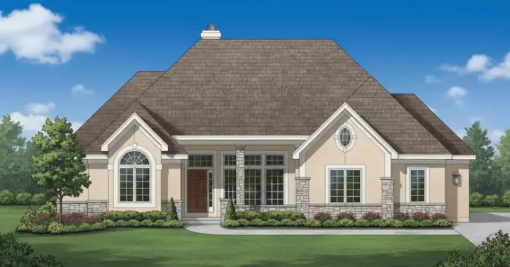 Traditional house plans 21-840 - front exterior, 3,758 sq ft, 4 bed, 3 bath house plans | Monster House Plans