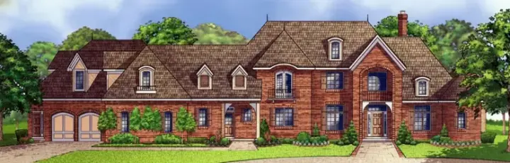 European house plans 21-892 - front exterior, 7,408 sq ft, 5 bed, 5 bath house plans | Monster House Plans
