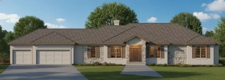 Contemporary house plans 21-900 - front exterior, 2,482 sq ft, 3 bed, 2 bath house plans | Monster House Plans