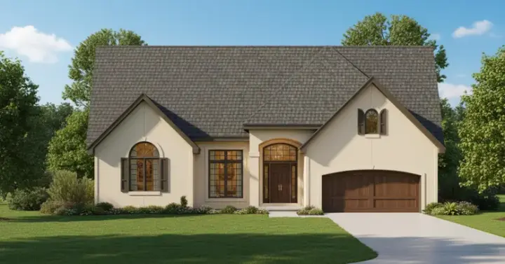 European house plans 21-913 - front exterior, 2,617 sq ft, 1 bed, 3 bath house plans | Monster House Plans