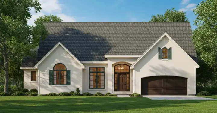European house plans 21-914 - front exterior, 2,676 sq ft, 4 bed, 3 bath house plans | Monster House Plans
