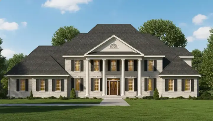 Colonial house plans 21-921 - front exterior, 6,060 sq ft, 4 bed, 5 bath house plans | Monster House Plans