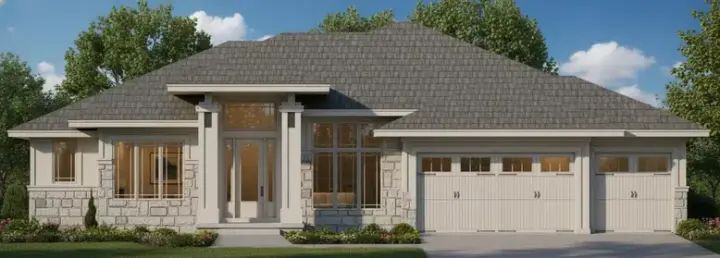 Prairie house plans 21-970 - front exterior, 3,574 sq ft, 4 bed, 4 bath house plans | Monster House Plans
