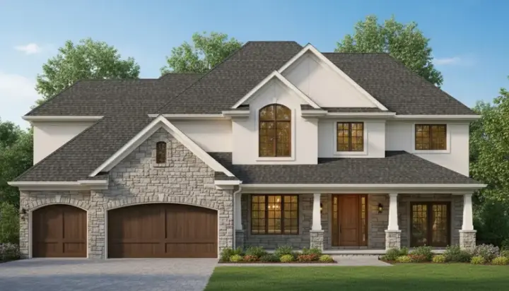 Traditional house plans 21-982 - front exterior, 3,772 sq ft, 4 bed, 4 bath house plans | Monster House Plans