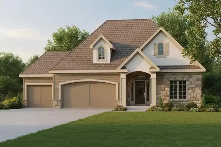 Traditional house plans 21-984 - front exterior, 1,456 sq ft, 2 bed, 2 bath house plans | Monster House Plans