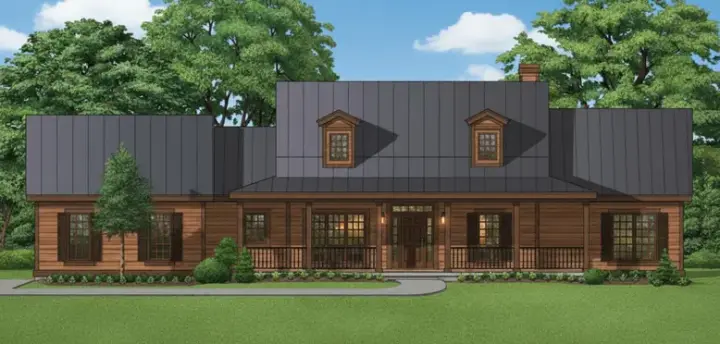 Country house plans 21-995 - front exterior, 2,286 sq ft, 4 bed, 2 bath house plans | Monster House Plans