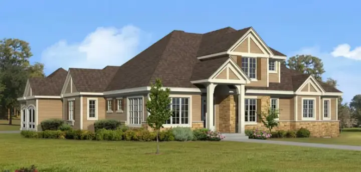 Traditional house plans 21-998 - front exterior, 3,469 sq ft, 5 bed, 4 bath house plans | Monster House Plans