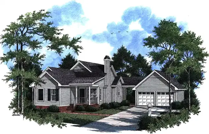 Country house plans 22-110 - front exterior, 1,391 sq ft, 3 bed, 2 bath house plans | Monster House Plans