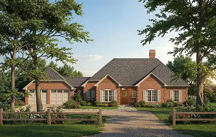 Traditional house plans 22-123 - front exterior, 1,572 sq ft, 3 bed, 2 bath house plans | Monster House Plans