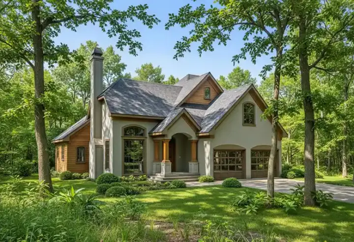 European house plans 22-136 - front exterior, 1,759 sq ft, 3 bed, 2 bath house plans | Monster House Plans