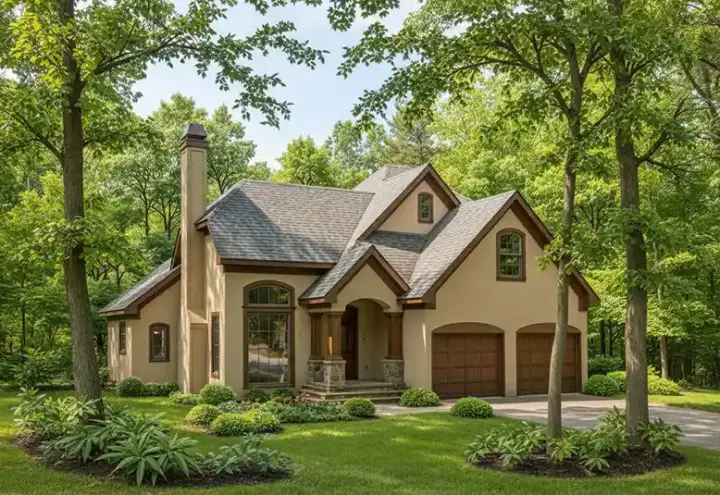 European house plans 22-137 - front exterior, 1,780 sq ft, 3 bed, 2 bath house plans | Monster House Plans
