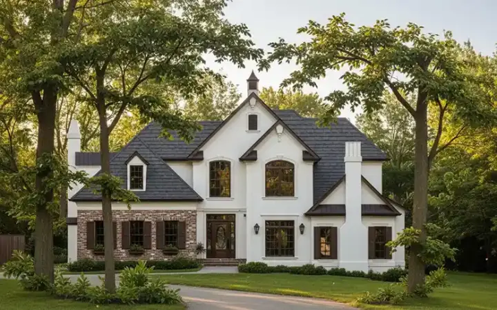 European house plans 22-176 - front exterior, 3,072 sq ft, 4 bed, 2 bath house plans | Monster House Plans