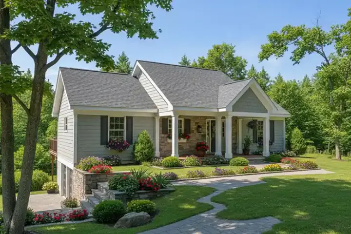 Country house plans 23-101 - front exterior, 1,315 sq ft, 3 bed, 2 bath house plans | Monster House Plans