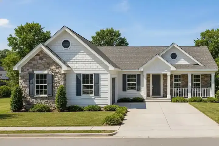 Traditional house plans 23-104 - front exterior, 1,390 sq ft, 3 bed, 2 bath house plans | Monster House Plans