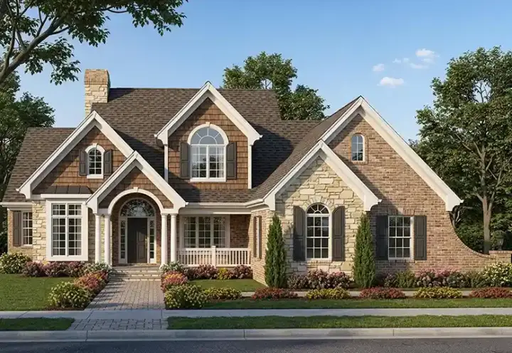 English Country house plans 23-105 - front exterior, 2,873 sq ft, 4 bed, 3 bath house plans | Monster House Plans