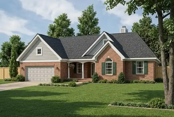 Traditional house plans 23-113 - front exterior, 1,508 sq ft, 3 bed, 2 bath house plans | Monster House Plans