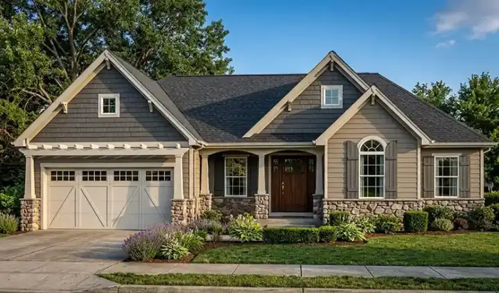 Traditional house plans 23-115 - front exterior, 1,509 sq ft, 3 bed, 2 bath house plans | Monster House Plans
