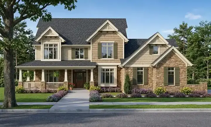 Country house plans 23-117 - front exterior, 3,016 sq ft, 4 bed, 2 bath house plans | Monster House Plans