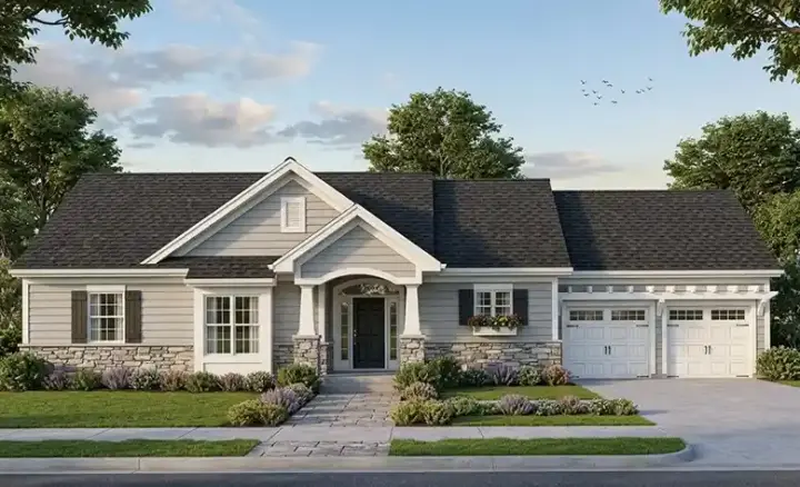 Country house plans 23-120 - front exterior, 1,563 sq ft, 3 bed, 2 bath house plans | Monster House Plans