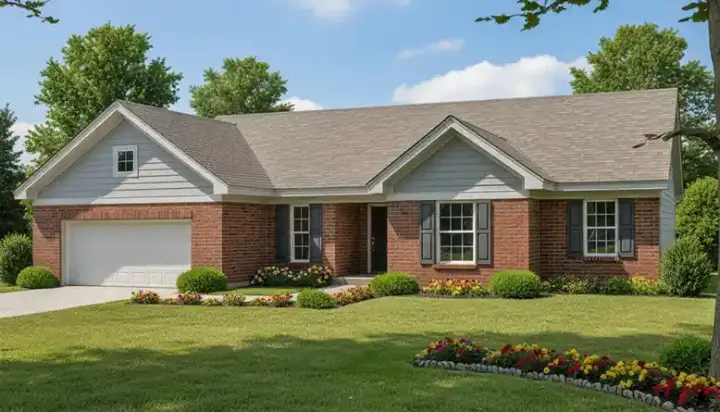 Ranch house plans 23-129 - front exterior, 1,598 sq ft, 3 bed, 2 bath house plans | Monster House Plans