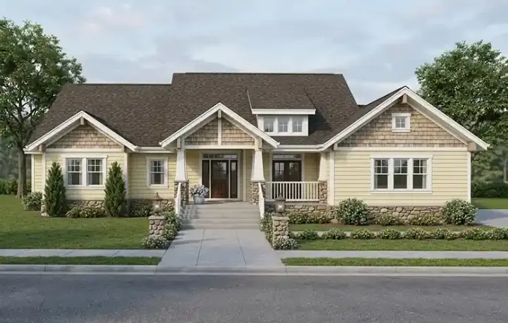Traditional house plans 23-133 - front exterior, 1,986 sq ft, 3 bed, 2 bath house plans | Monster House Plans