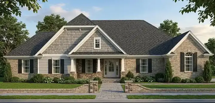 Traditional house plans 23-161 - front exterior, 1,765 sq ft, 3 bed, 2 bath house plans | Monster House Plans