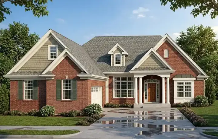 Traditional house plans 23-224 - front exterior, 2,064 sq ft, 3 bed, 2 bath house plans | Monster House Plans
