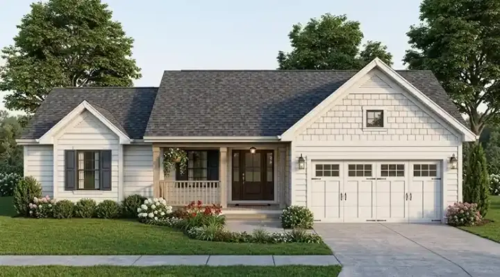 Country house plans 23-413 - front exterior, 1,569 sq ft, 3 bed, 2 bath house plans | Monster House Plans