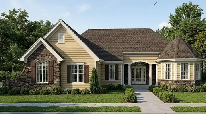Country house plans 23-423 - front exterior, 1,991 sq ft, 3 bed, 2 bath house plans | Monster House Plans