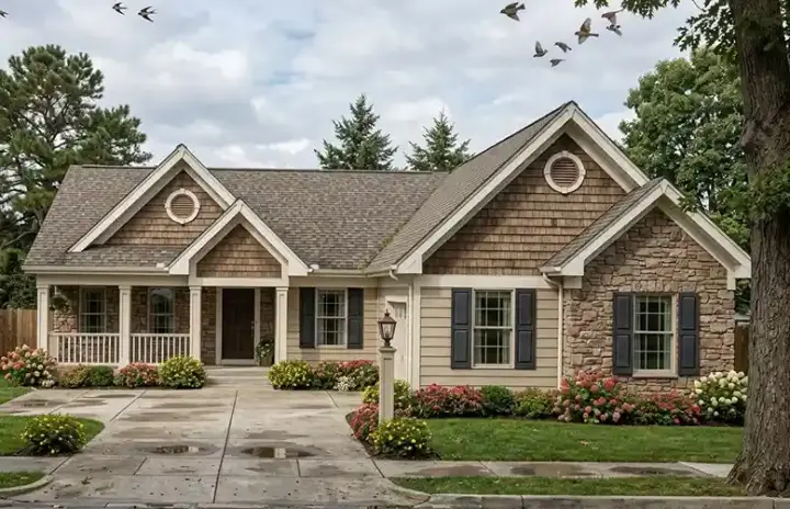 Country house plans 23-448 - front exterior, 1,481 sq ft, 3 bed, 2 bath house plans | Monster House Plans