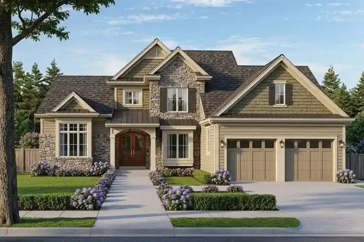 Traditional house plans 23-455 - front exterior, 2,543 sq ft, 4 bed, 2 bath house plans | Monster House Plans