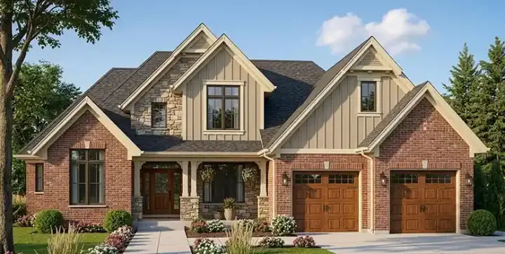 Craftsman house plans 23-461 - front exterior, 2,546 sq ft, 4 bed, 2 bath house plans | Monster House Plans