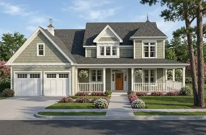 Craftsman house plans 23-466 - front exterior, 2,446 sq ft, 4 bed, 2 bath house plans | Monster House Plans
