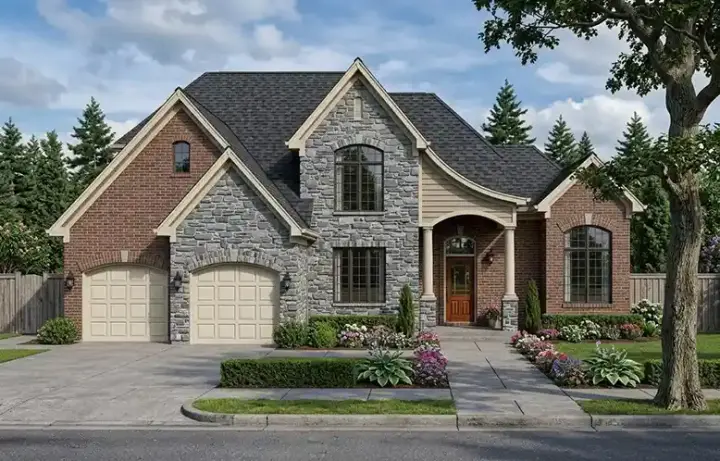 European house plans 23-501 - front exterior, 2,938 sq ft, 4 bed, 2 bath house plans | Monster House Plans