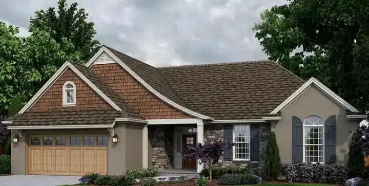 French Country house plans 23-509 - front exterior, 1,741 sq ft, 3 bed, 2 bath house plans | Monster House Plans