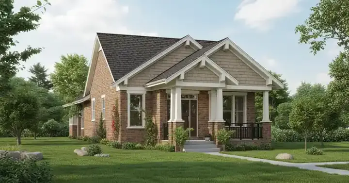 Craftsman house plans 23-515 - front exterior, 1,136 sq ft, 2 bed, 2 bath house plans | Monster House Plans