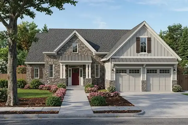 Traditional house plans 23-525 - front exterior, 2,052 sq ft, 4 bed, 2 bath house plans | Monster House Plans