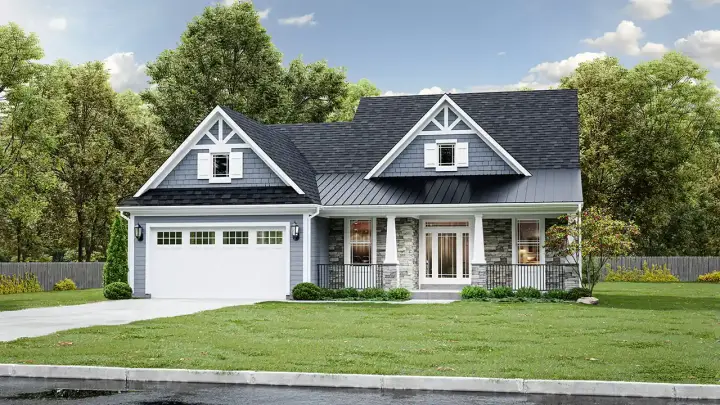 Craftsman house plans 23-533 - front exterior, 2,025 sq ft, 4 bed, 2 bath house plans | Monster House Plans