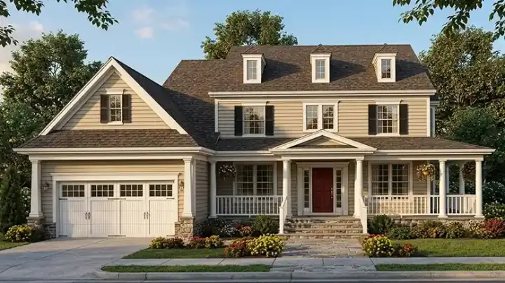Country house plans 23-536 - front exterior, 2,637 sq ft, 4 bed, 2 bath house plans | Monster House Plans