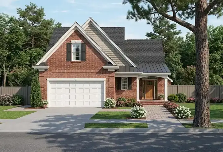 European house plans 23-538 - front exterior, 1,875 sq ft, 4 bed, 2 bath house plans | Monster House Plans