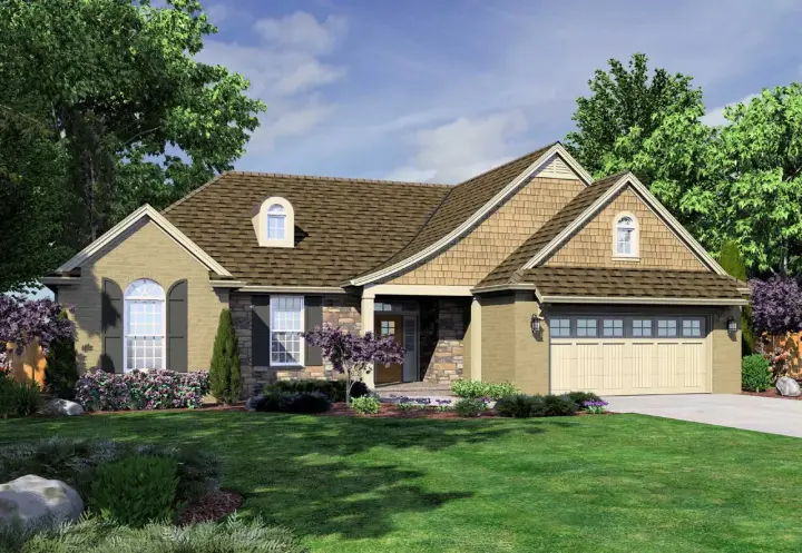 European house plans 23-542 - front exterior, 1,681 sq ft, 3 bed, 2 bath house plans | Monster House Plans
