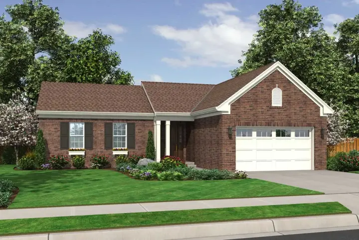 Traditional house plans 23-548 - front exterior, 1,278 sq ft, 3 bed, 2 bath house plans | Monster House Plans