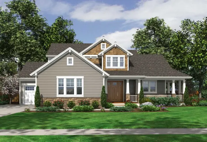 Craftsman house plans 23-551 - front exterior, 2,233 sq ft, 4 bed, 2 bath house plans | Monster House Plans