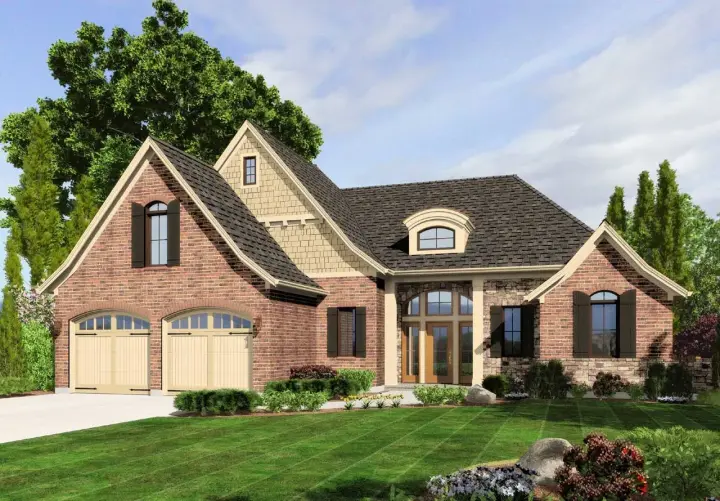 French Country house plans 23-552 - front exterior, 2,292 sq ft, 4 bed, 2 bath house plans | Monster House Plans