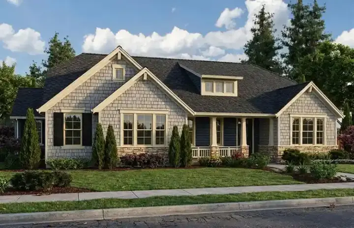 Craftsman house plans 23-557 - front exterior, 2,436 sq ft, 3 bed, 2 bath house plans | Monster House Plans
