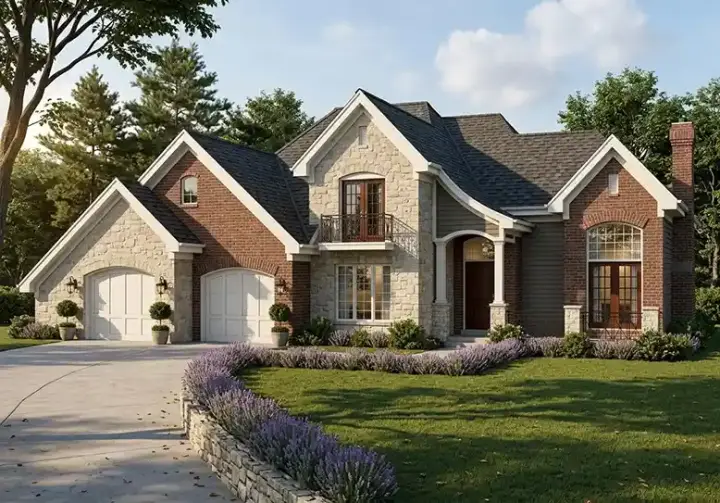 French Country house plans 23-565 - front exterior, 2,475 sq ft, 4 bed, 2 bath house plans | Monster House Plans