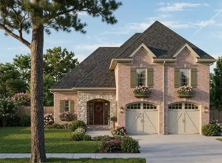 European house plans 23-569 - front exterior, 1,862 sq ft, 3 bed, 2 bath house plans | Monster House Plans