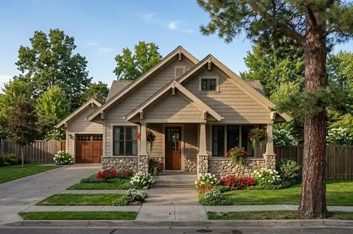 Craftsman house plans 23-573 - front exterior, 1,403 sq ft, 3 bed, 2 bath house plans | Monster House Plans